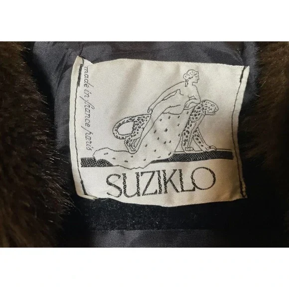 VNTG Suziklo RARE Made in Paris France Faux Fur Coat Chocolate Brown Size 1